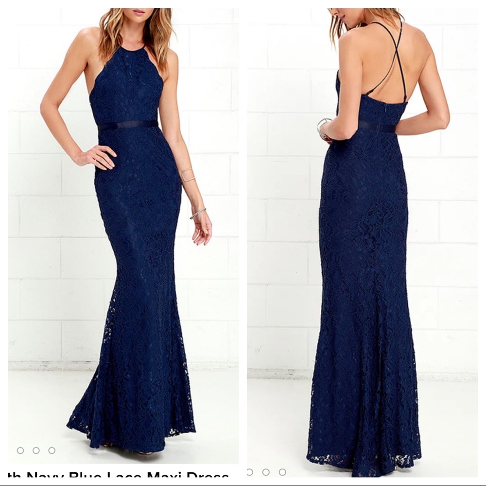 Lulus Zenith navy blue max gown